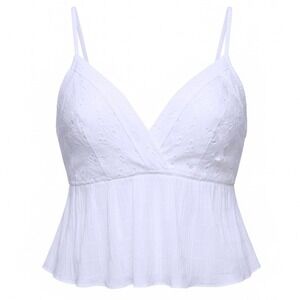 IRO Mireya White Eyelet Lace Peplum Halter Camisole Top WM16MIREYA Size 40 NEW